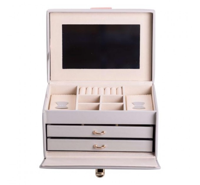 Кейс-скринька для прикрас на кнопці 22,5*15,5*13 см, сірий