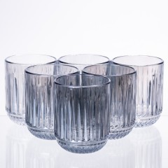 Набір склянок 6 штук по 250 мл із товстогого скла ребристі, блакитний