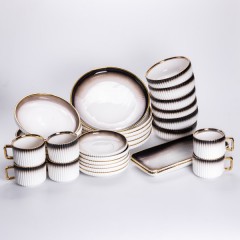 Сервіз порцеляновий столовий  32 предмети на 6 персон, коричневий