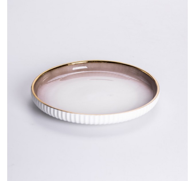 Сервиз фарфоровый столовый 32 предмета на 6 персон, коричневый