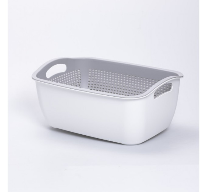 Кошик для миття овочів та фруктів пластиковий 32*23*13 см, білий