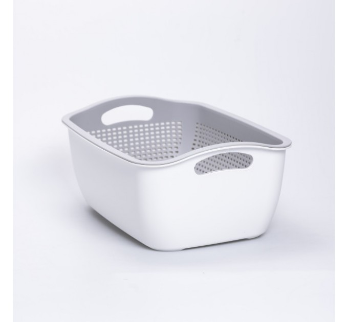 Кошик для миття овочів та фруктів пластиковий 32*23*13 см, білий