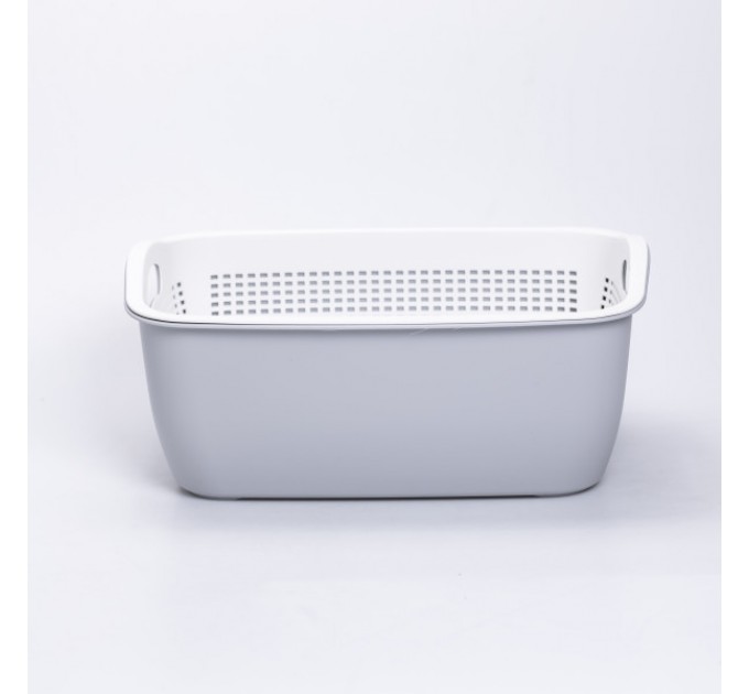 Кошик для миття овочів та фруктів пластиковий 32*23*13 см, сірий