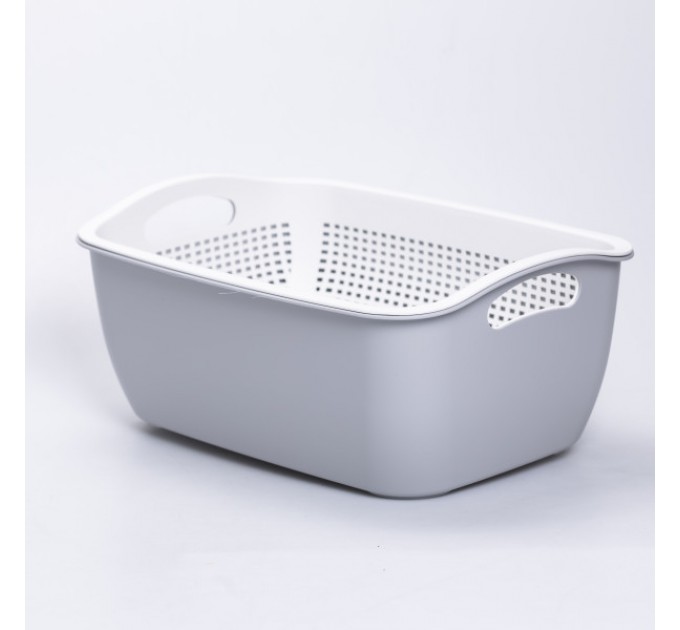 Кошик для миття овочів та фруктів пластиковий 32*23*13 см, сірий