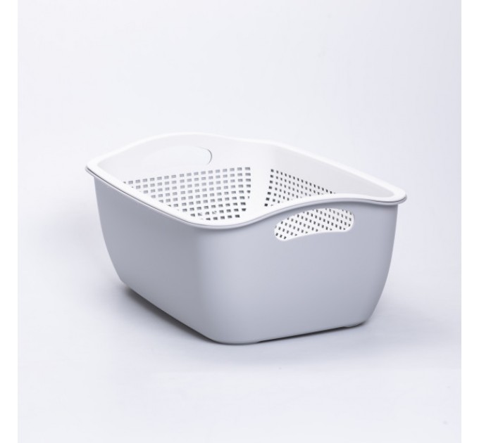 Кошик для миття овочів та фруктів пластиковий 32*23*13 см, сірий