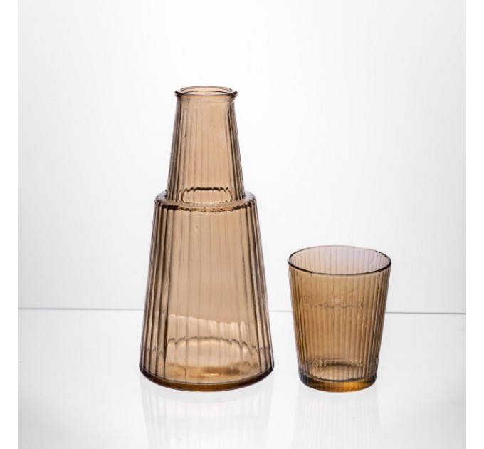 Графин зі склянкою-кришкою 800/250 мл рифлений, карамель