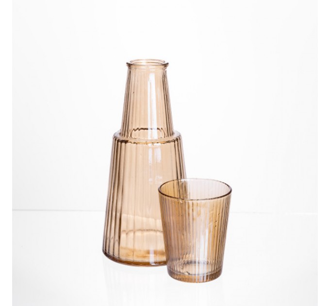 Графин зі склянкою-кришкою 800/250 мл рифлений, карамель