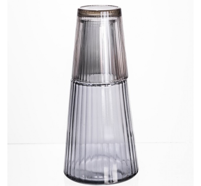 Графин зі склянкою-кришкою 800/250 мл рифлений, прозорий