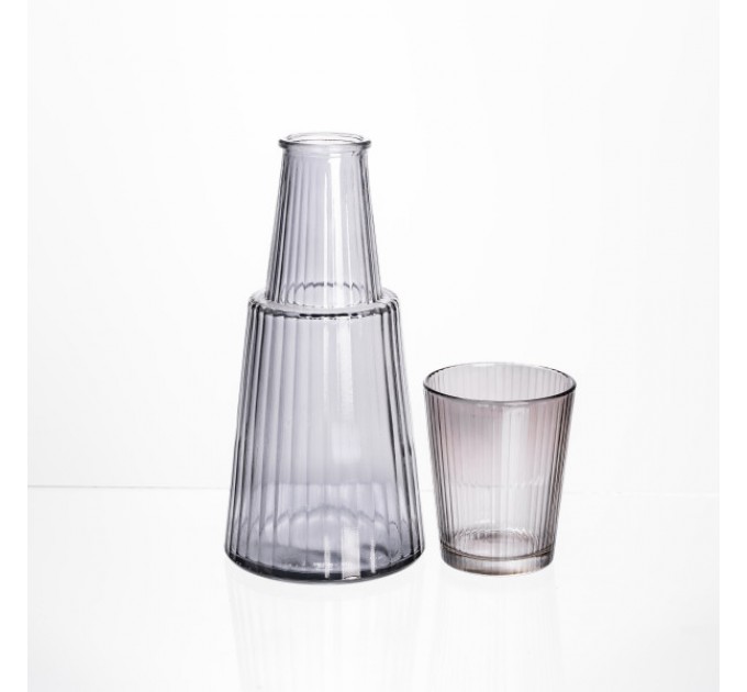 Графин зі склянкою-кришкою 800/250 мл рифлений, прозорий
