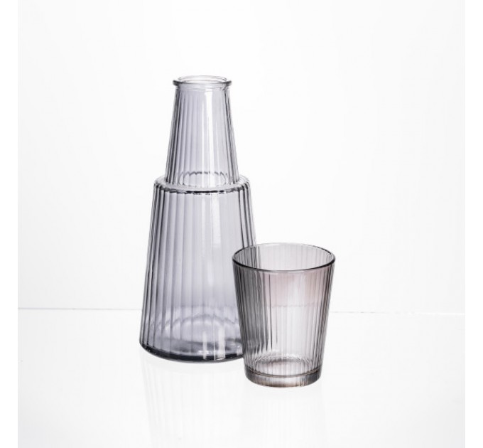 Графин зі склянкою-кришкою 800/250 мл рифлений, прозорий