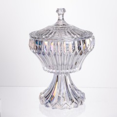 Цукерниця на ніжці Lotus із кришталевого скла з кришкою, rainbow