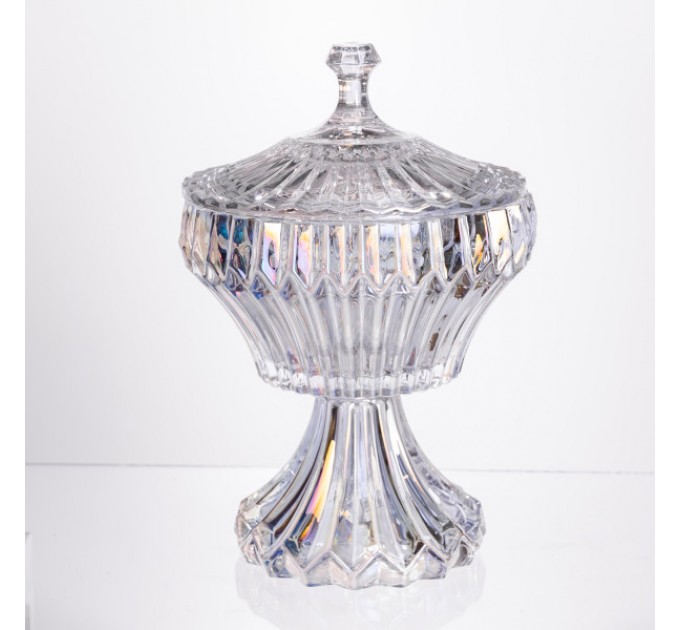 Конфета на ножке Lotus из хрустального стекла с крышкой, rainbow