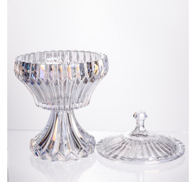 Конфета на ножке Lotus из хрустального стекла с крышкой, rainbow