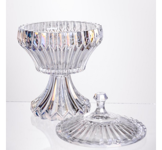 Конфета на ножке Lotus из хрустального стекла с крышкой, rainbow