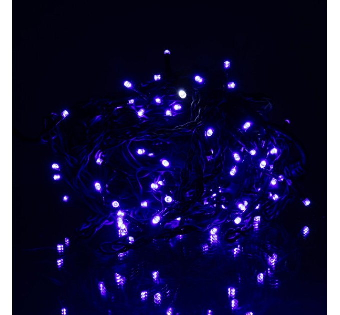 Гірлянда Бахрома вулична 105 LED 6 м від мережі чорна нитка, синій