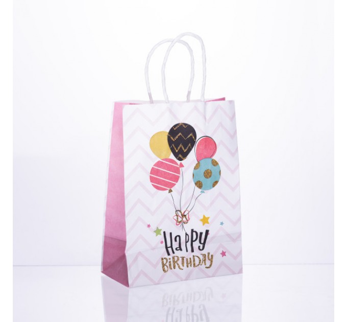 Подарочный пакет Happy Birthday 15*8*21 см, 12 штук в упаковке