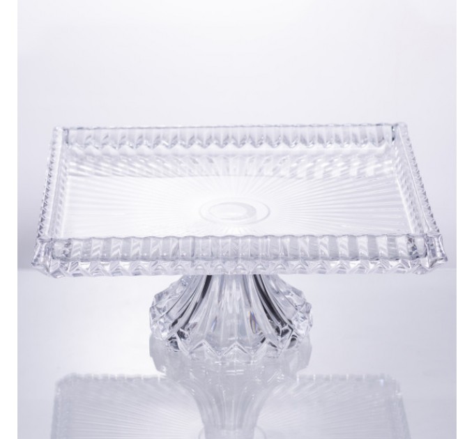 Фруктовниця на ніжці прямокутна 30*25*13 см із товстого скла