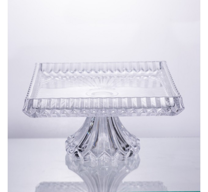 Фруктовниця на ніжці прямокутна 30*25*13 см із товстого скла