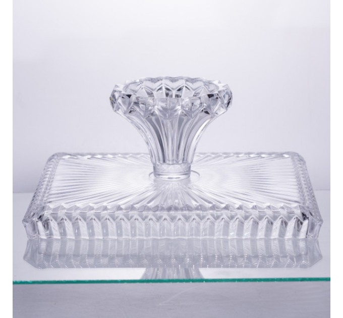 Фруктовниця на ніжці прямокутна 30*25*13 см із товстого скла