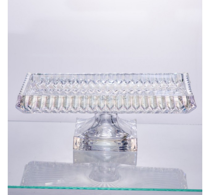 Фруктовниця на ніжці прямокутна 28*15*10 см із товстого скла