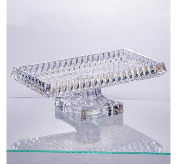 Фруктовниця на ніжці прямокутна 28*15*10 см із товстого скла