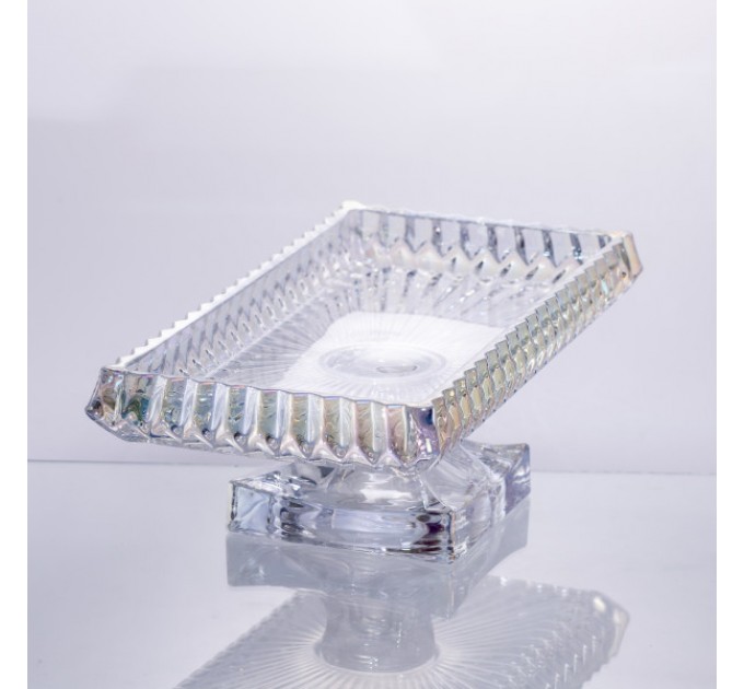 Фруктовниця на ніжці прямокутна 28*15*10 см із товстого скла