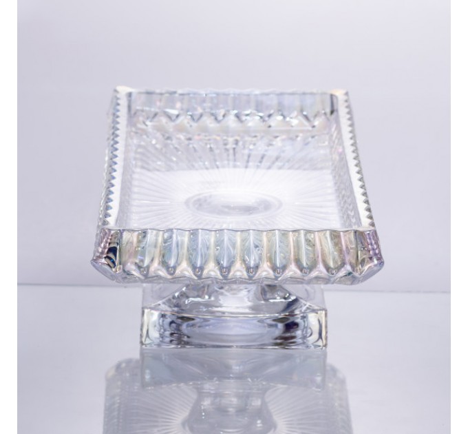 Фруктовниця на ніжці прямокутна 28*15*10 см із товстого скла