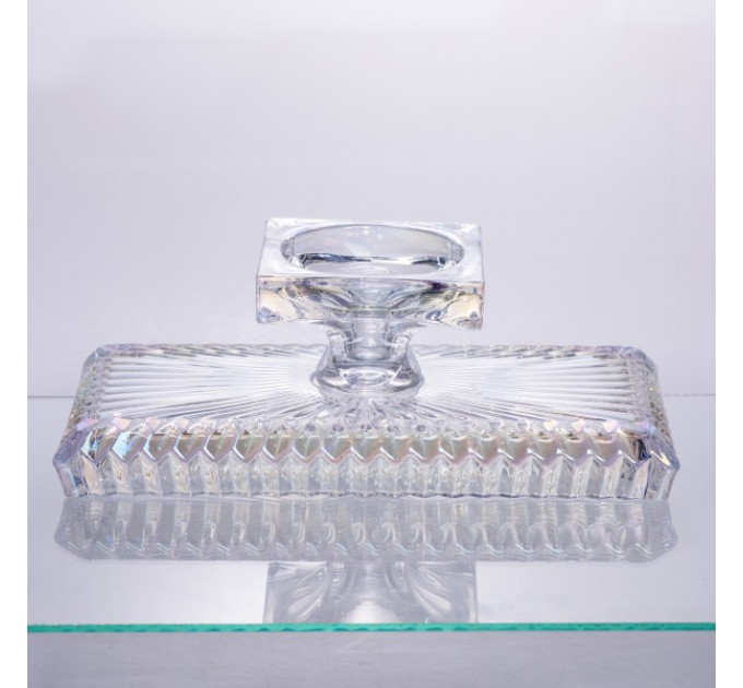 Фруктовниця на ніжці прямокутна 28*15*10 см із товстого скла