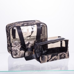 Набір косметичок прозорих 2 штуки 22*11*18/17*10*11 см, чорний