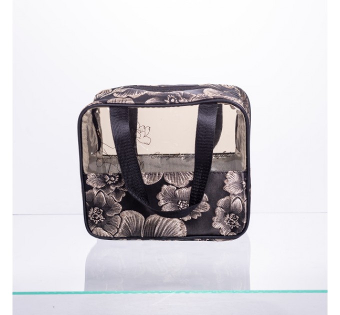 Набор прозрачных косметичек 2 штуки 22*11*18/17*10*11 см, черный