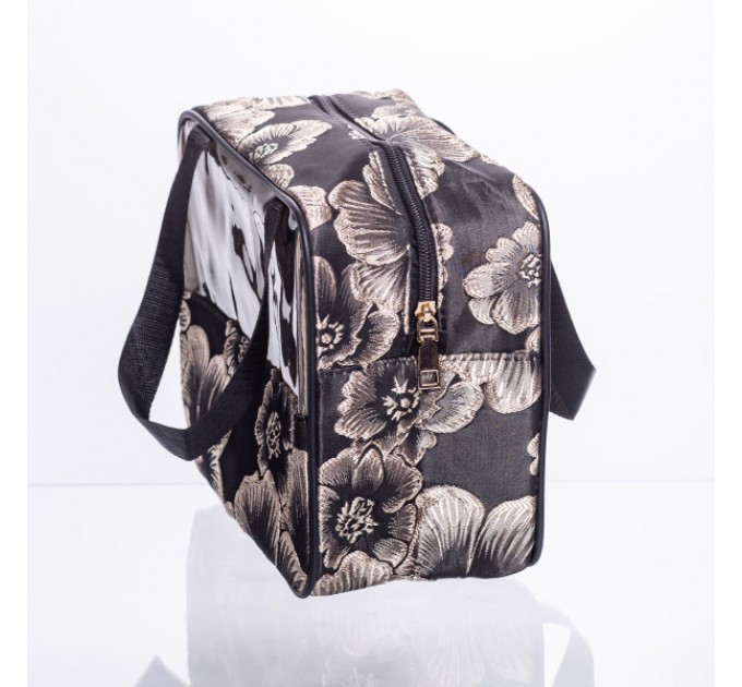 Набор прозрачных косметичек 2 штуки 22*11*18/17*10*11 см, черный