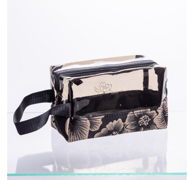 Набор прозрачных косметичек 2 штуки 22*11*18/17*10*11 см, черный