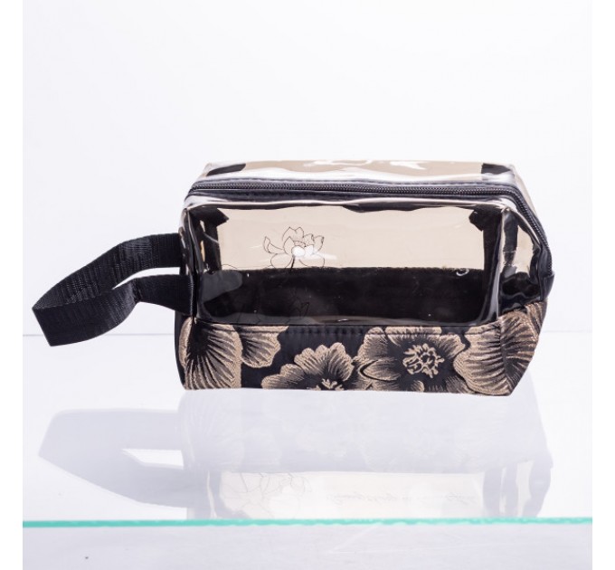 Набор прозрачных косметичек 2 штуки 22*11*18/17*10*11 см, черный