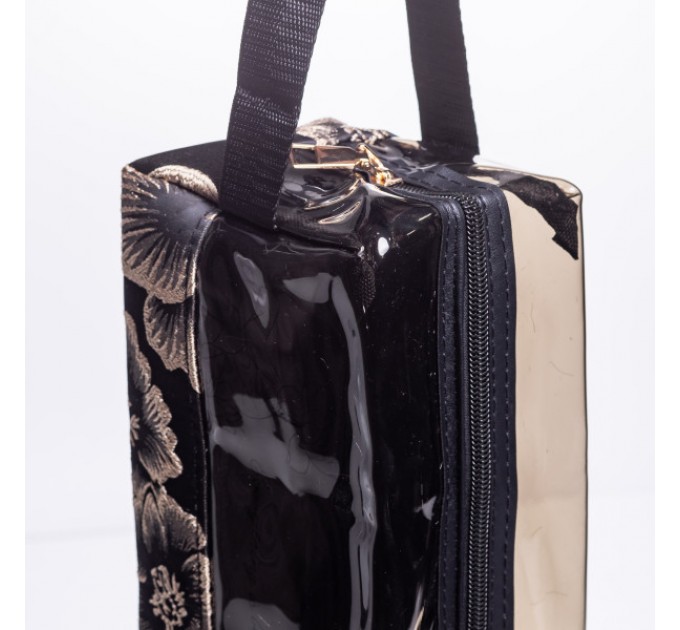 Набор прозрачных косметичек 2 штуки 22*11*18/17*10*11 см, черный