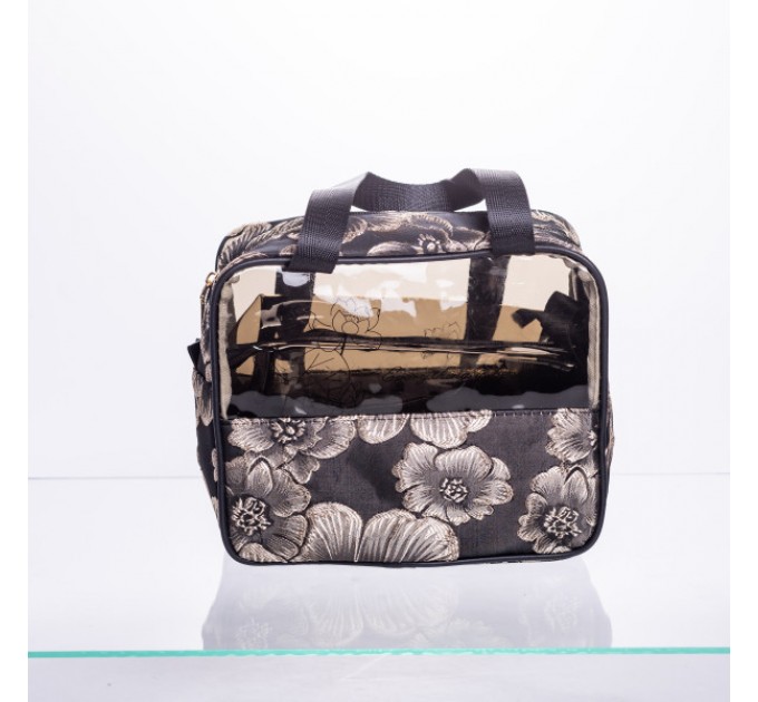 Набор прозрачных косметичек 2 штуки 22*11*18/17*10*11 см, черный