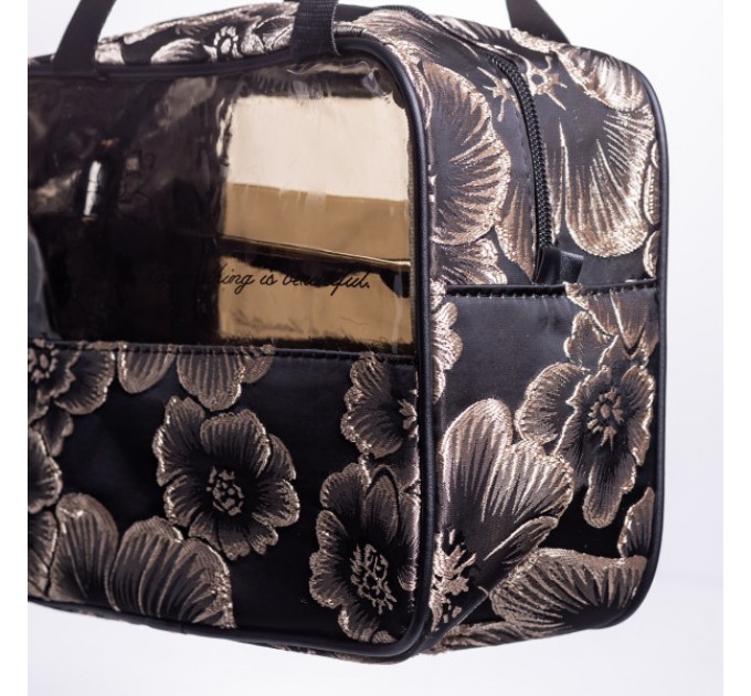 Набор прозрачных косметичек 2 штуки 22*11*18/17*10*11 см, черный