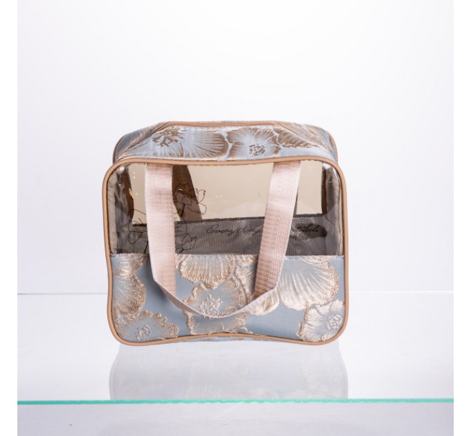 Набор прозрачных косметичек 2 штуки 22*11*18/17*10*11 см, голубой