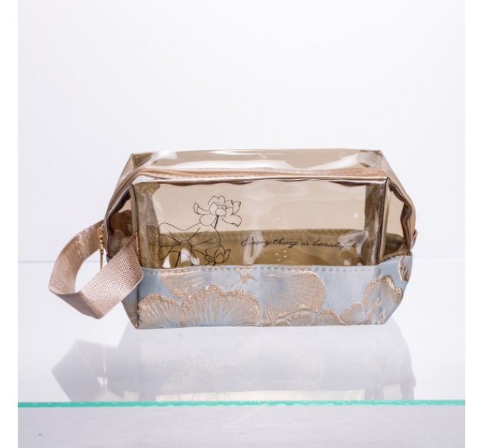 Набор прозрачных косметичек 2 штуки 22*11*18/17*10*11 см, голубой