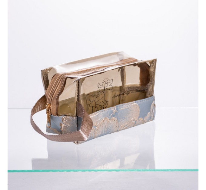 Набор прозрачных косметичек 2 штуки 22*11*18/17*10*11 см, голубой