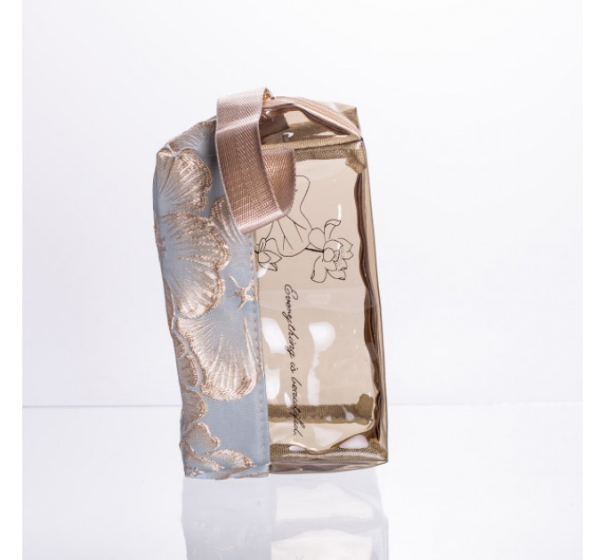 Набор прозрачных косметичек 2 штуки 22*11*18/17*10*11 см, голубой