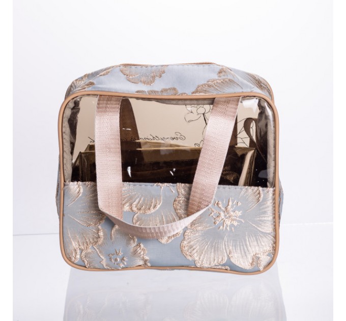 Набор прозрачных косметичек 2 штуки 22*11*18/17*10*11 см, голубой