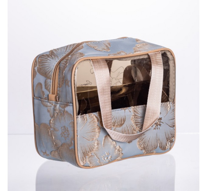 Набор прозрачных косметичек 2 штуки 22*11*18/17*10*11 см, голубой