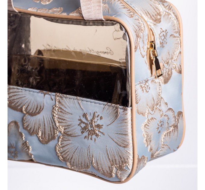 Набор прозрачных косметичек 2 штуки 22*11*18/17*10*11 см, голубой