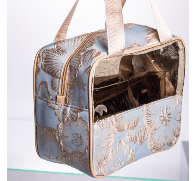 Набор прозрачных косметичек 2 штуки 22*11*18/17*10*11 см, голубой