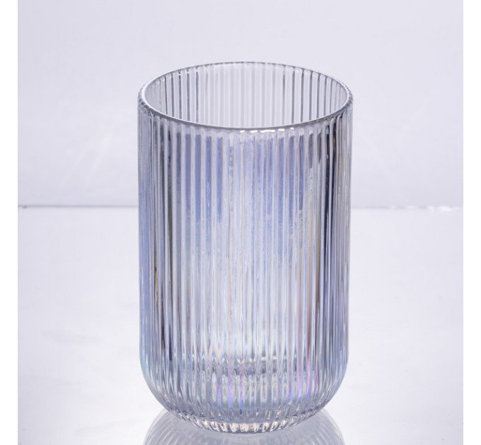 Набор стаканов из толстого стекла 6 штук по 400 мл ребристые, rainbow