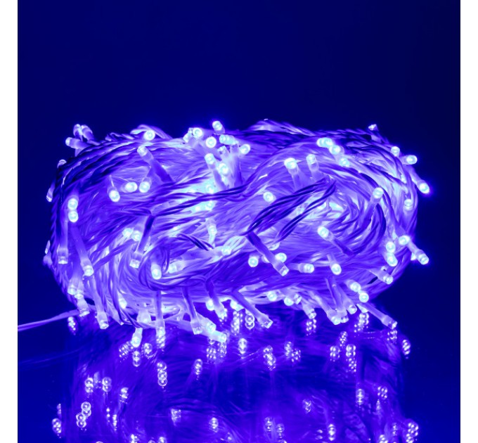 Гірлянда Нитка вулична 300 LED 30 м від мережі біла нитка, синій
