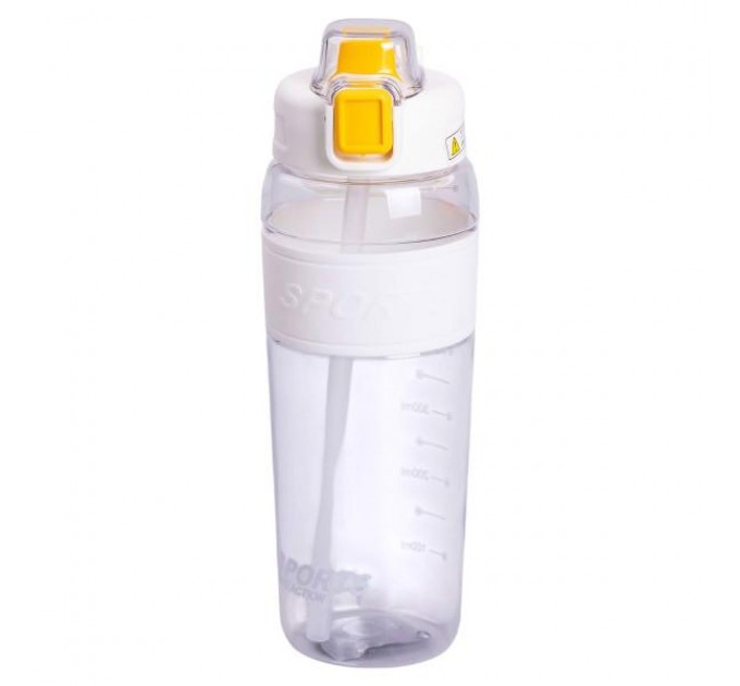 Бутылка для воды Sports 800 мл с трубочкой, белый