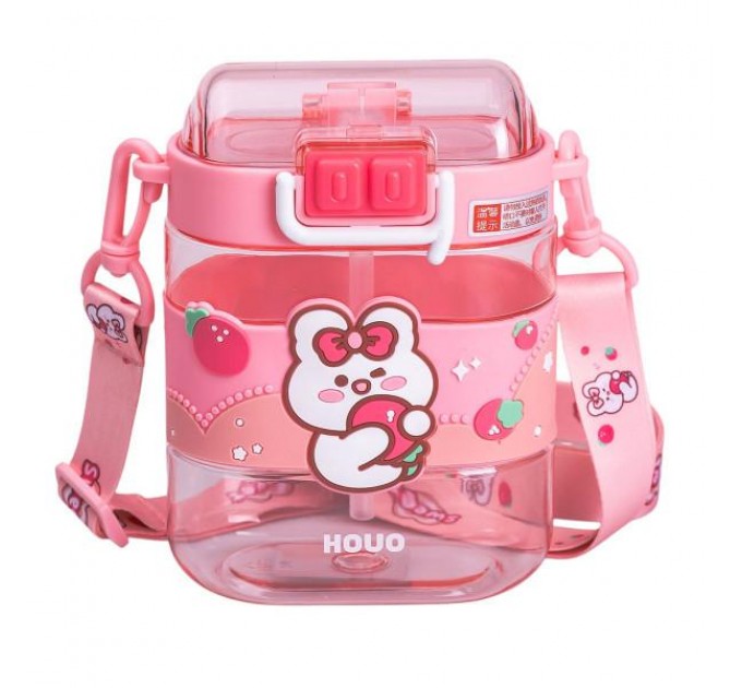 Дитяча пляшка для води Sweet 560 мл з ремінцем, рожевий Дитяча пляшка для води Sweet 560 мл з ремінцем, рожевий