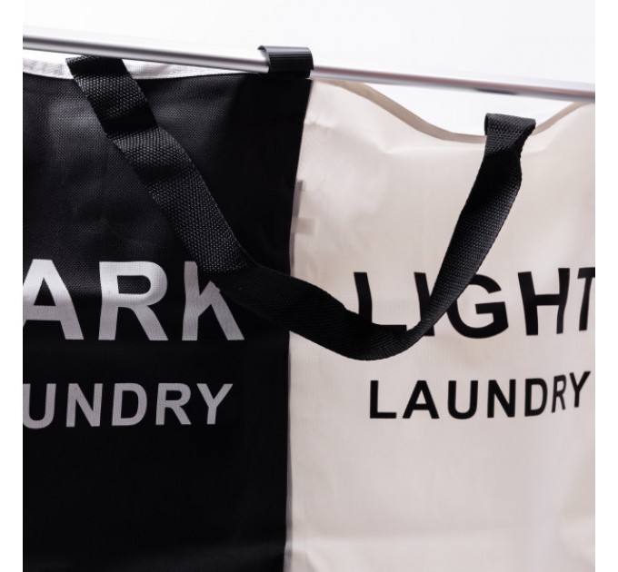 Корзина для белья текстильная на 2 секции 57*38*56 см с металлическим каркасом.