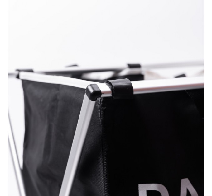 Корзина для белья текстильная на 2 секции 57*38*56 см с металлическим каркасом.